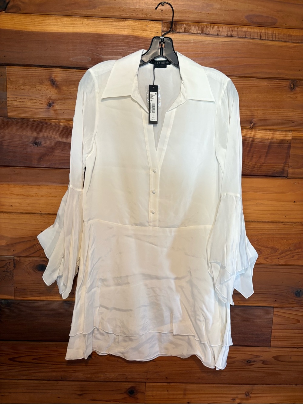 Off White  Tunic Dress with Flared Sleeves by Alice+Olivia